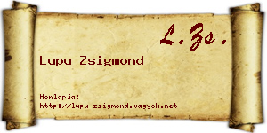 Lupu Zsigmond névjegykártya